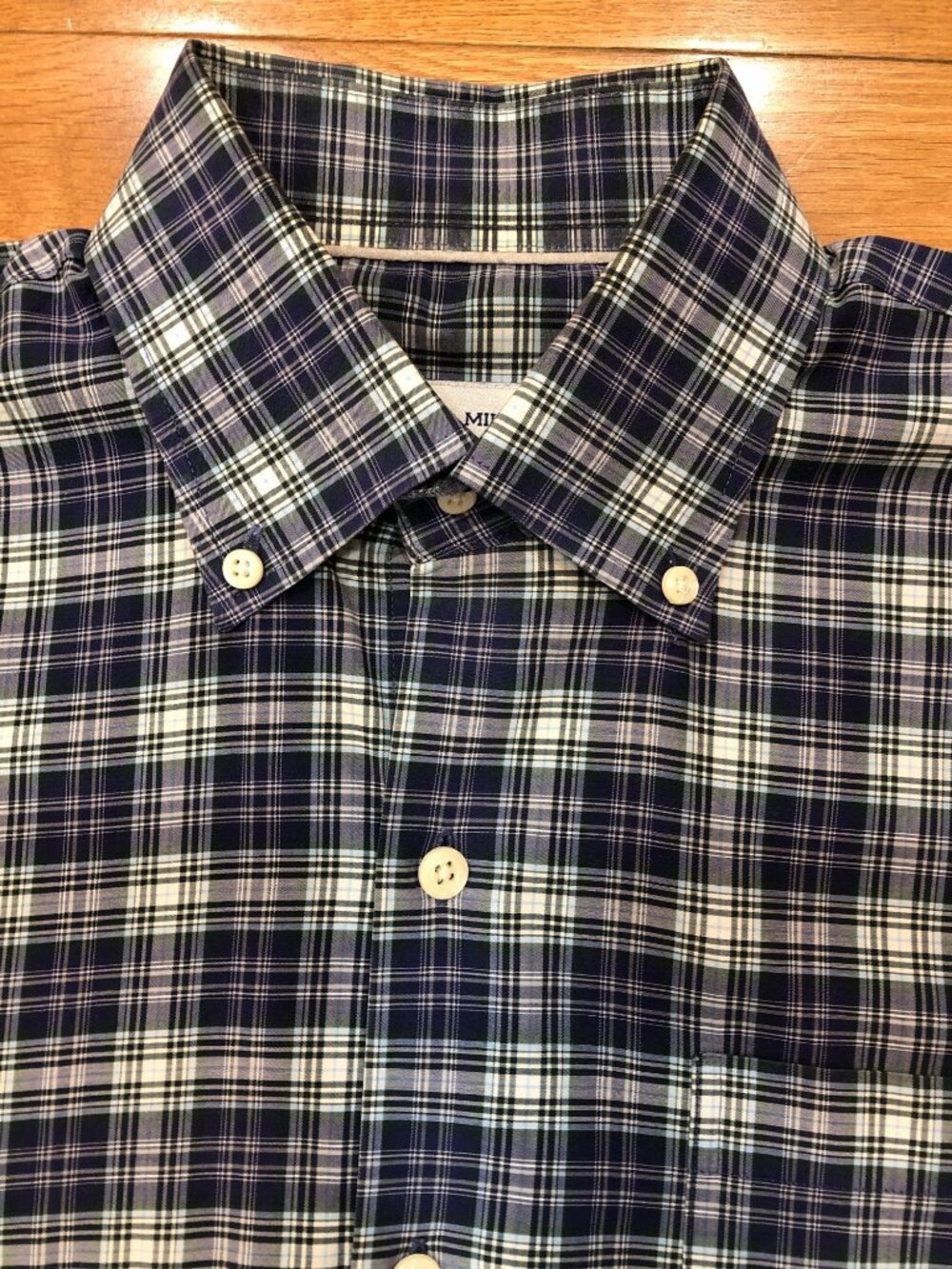 Peter Millar Blue Plaid Cotton Blend Button Front Long Sleeve Shirt Size M